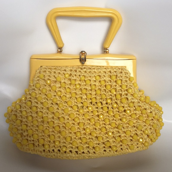 yellow beaded bag
